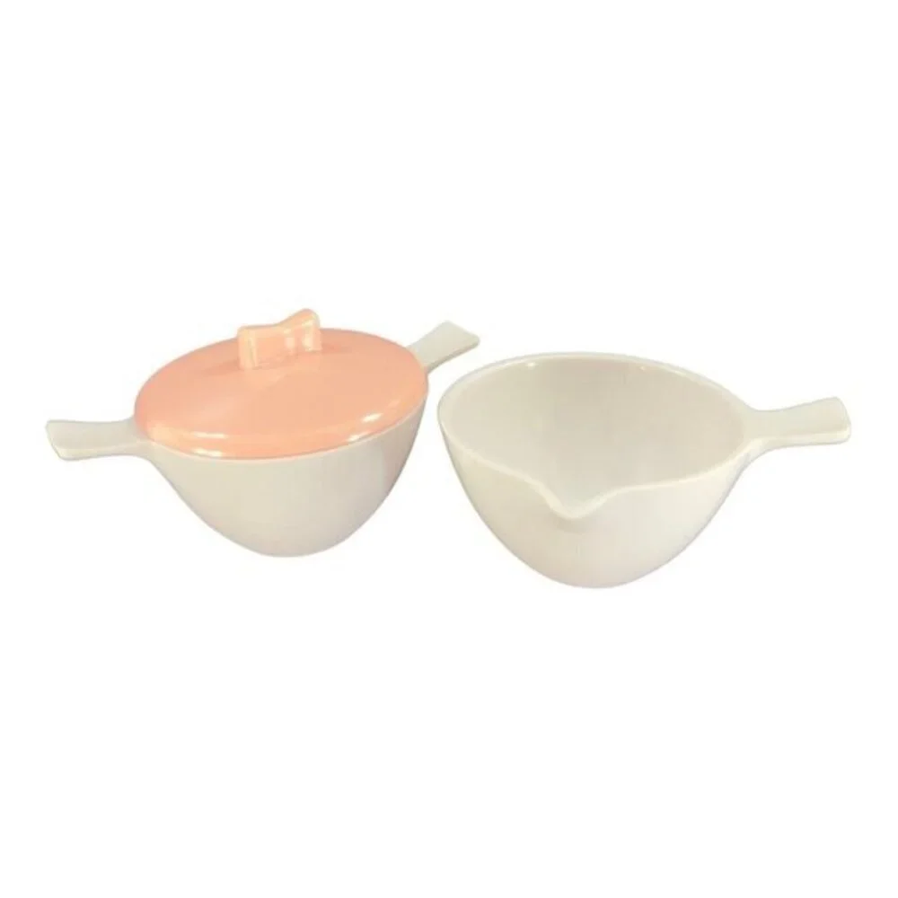 1960s Sun Valley Melmac Sugar And Creamer Set 2 Light Pink USA‎ Made Chicago IL